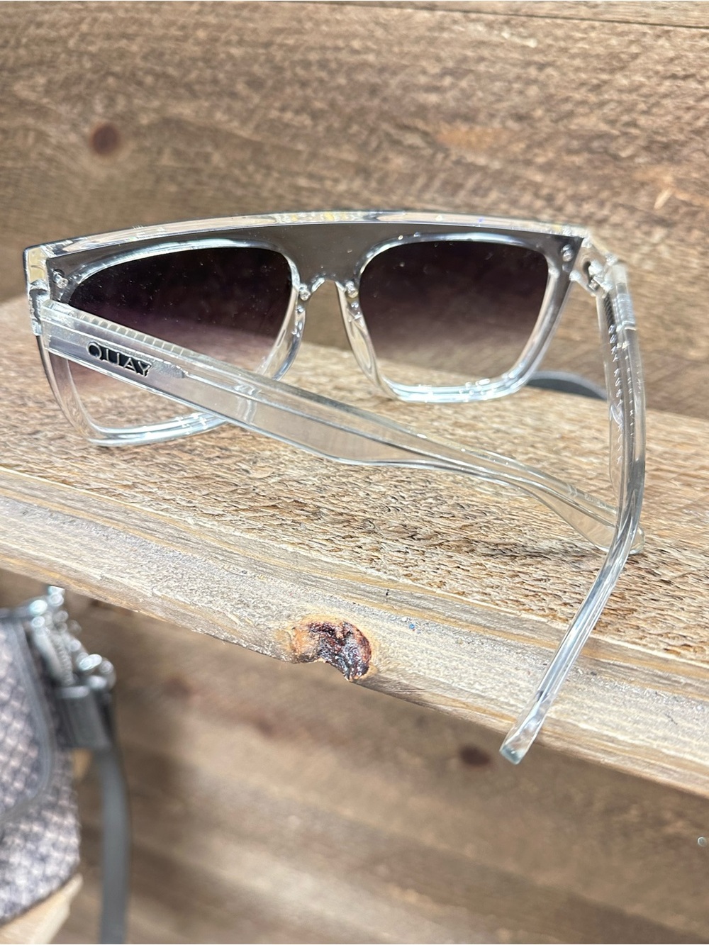 Quay Australia Jaded Oversized Shield Sunglasses Clear Frame Gradient Lens - Picture 8 of 8
